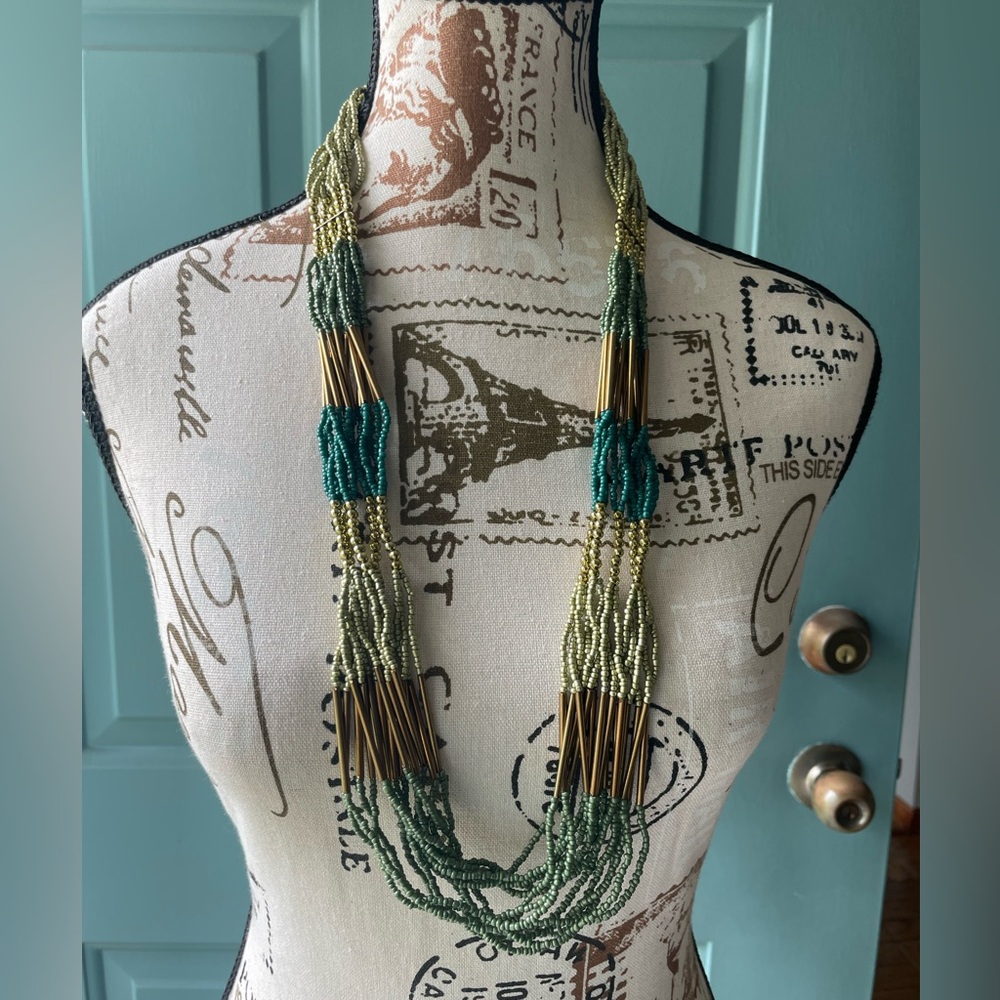 Green and Gold Beaded Necklace